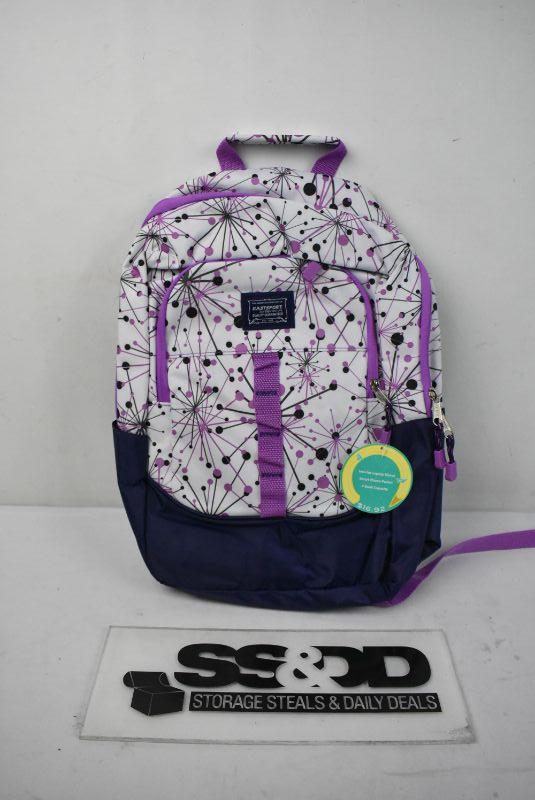 purple and white backpack