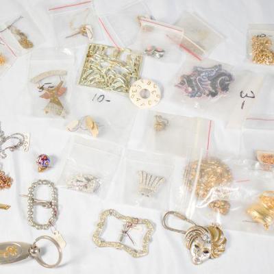 Lot 38-Collection of Buckles, Strands, and Pins for Jewelry Making