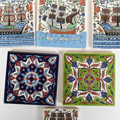 Lot 97- Hand-Painted Greek Tiles