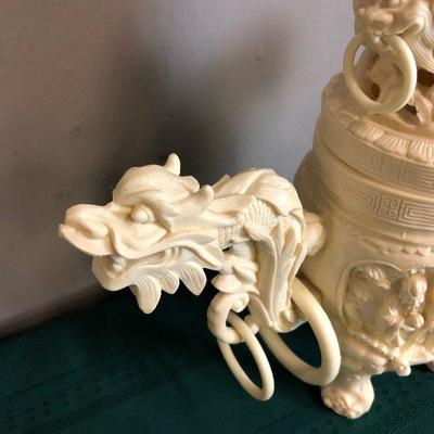 Lot # 03 Resin Dragon Vase with Buddha's reproduction