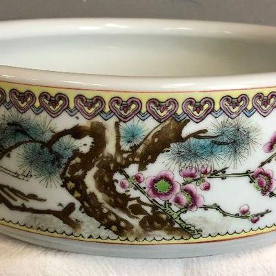 Lot #20 Asian Cherry Blossom and Cranes -Low Ceramic