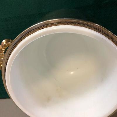 Lot #79 Silver Ice Bucket with milk glass interior
