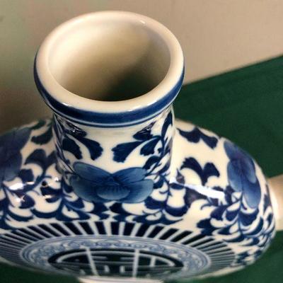 Lot #82 Disc Tea Pot Blue Transfer ware 