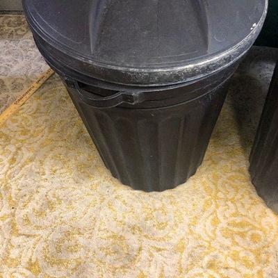 Lot #217 3 Garbage Plastic Can Black