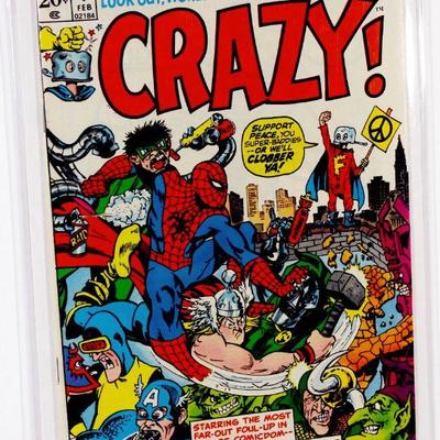 CRAZY #1 Bronze Age Comic Book Marvel Goes MAD! Spidey - 1973 Marvel Comics VF+