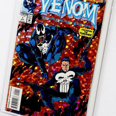 VENOM Funeral Pyre #1 Key Comic Book Hologram Foil Cover PUNISHER 1993 Marvel Comics - NM