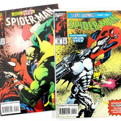 SPIDER-MAN #41 #42 Iron Fist Storm Warnings Part One & Two 1993 Marvel Comics NM