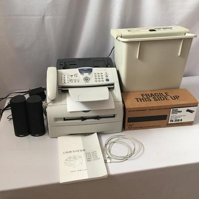 Lot 55 - Brother Fax Machine, Shredder and Speakers