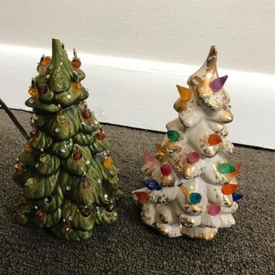 Lot 155 - Four Vintage Lighted Ceramic Trees