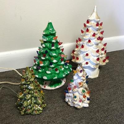 Lot 155 - Four Vintage Lighted Ceramic Trees