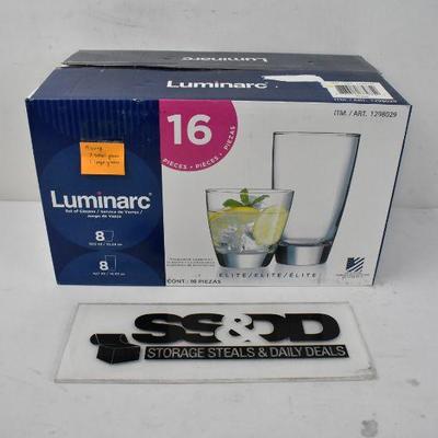 Luminarc 12 Piece Set of Glasses, 5 Small Glasses and 7 Large Glasses - New