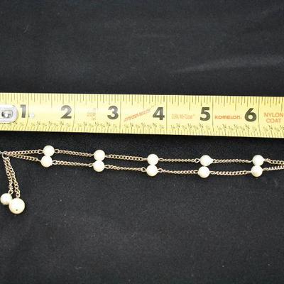 3 Piece Set Costume Jewelry Faux Pearls Necklace, Earrings & Bracelet - Vintage