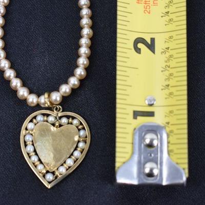 3 Piece Costume Jewelry, Hearts: 2 Necklaces & 1 pair Clip-on Earrings - Vintage