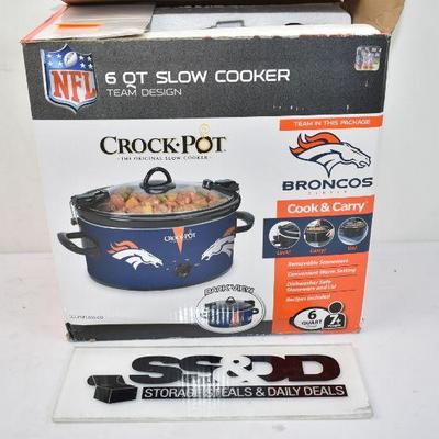 Denver Broncos Crock-Pot, 6 Quart Size "Cook & Carry" - Used, Tested, Works