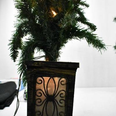 2 Small Artificial Trees with White Lights, Approximately 40