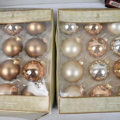 4 Boxes/46 Ornaments Gold & Silver