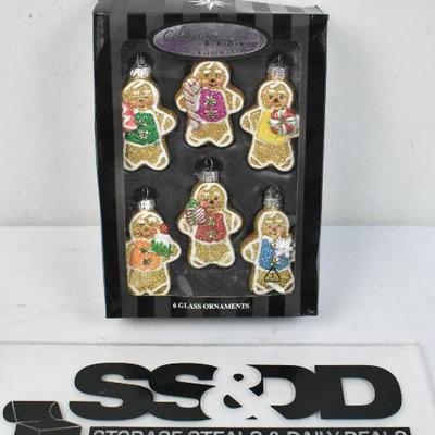 Box of 6 Gingerbread Ornaments, Glass, Celebrations by Radko