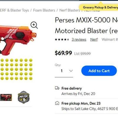 Nerf Rival Perses MXIX-5000 Motorized - Open Box, Complete, Walmart Sells $70