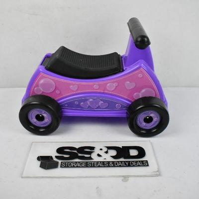 Toddler Ride on Car, Pink & Purple Hearts, Weight Limit 42 Pounds