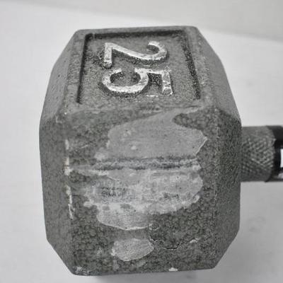 2 Cast Iron Hand Weights, 25 Pounds Each