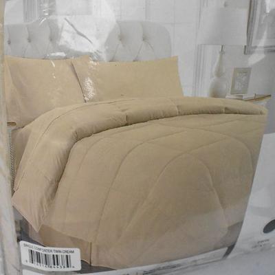 Twin Size Down Alternative Comforter, Cream Color, Open Package