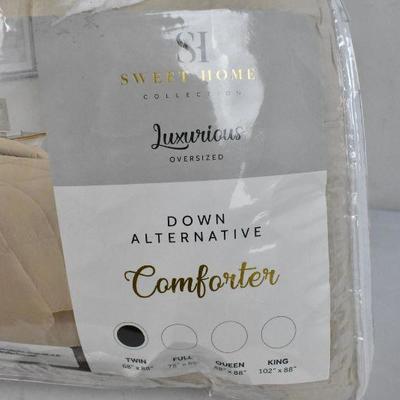 Twin Size Down Alternative Comforter, Cream Color, Open Package