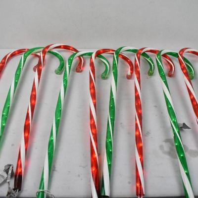 10x Outdoor Lit Candy Canes: Red/Green (28