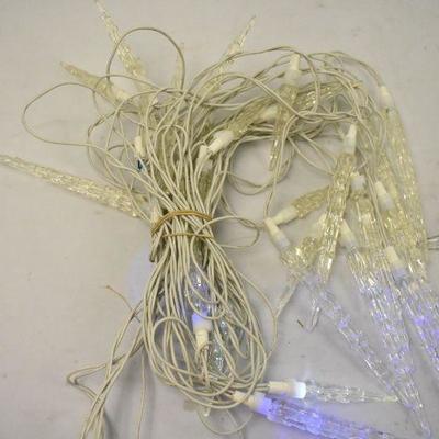 2 Strands of Icicle Lights: Large Blue/White & Rainbow Icicle - All Tested