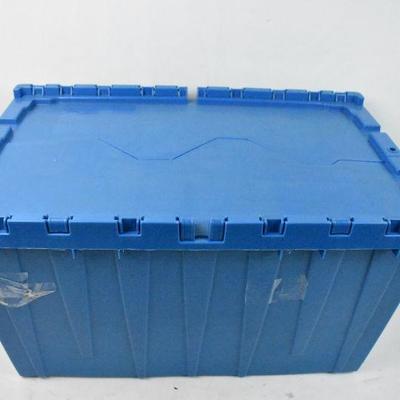 8x Blue Totes with Crossover Flaps Lids and Spot for a Lock