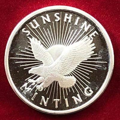 Lot #14- 2 Sunshine Mint .999 1 Ounce silver Bullion Coins Uncirculated 