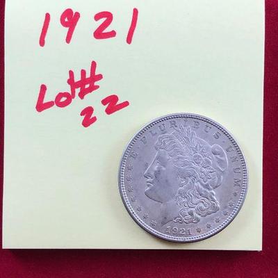Lot #22- 1921 D Morgan Silver Dollar 