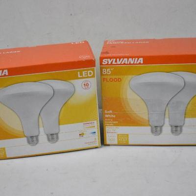 4 Bulbs Sylvania Flood Lights, Soft White BR40 Dimmable LED Light - New