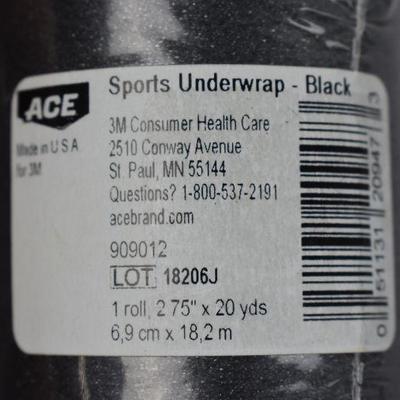 ACE Sports Underwrap, Black Qty 3 & ACE Knee Pads, One Size Fits Most - New