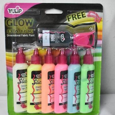 2 Packages of Dimensional Fabric Paint Glow in the Dark, by Tulip, 6 Piece - New