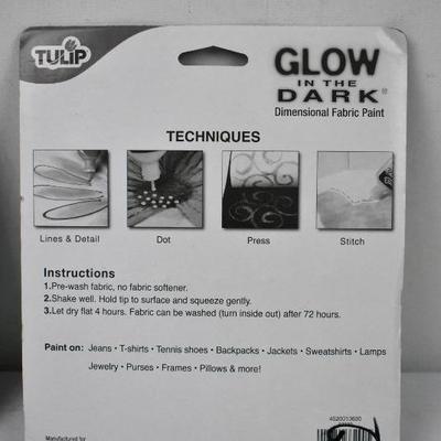 2 Packages of Dimensional Fabric Paint Glow in the Dark, by Tulip, 6 Piece - New
