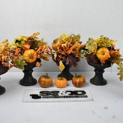 5 Pieces Floral/Pumpkin Table Centerpiece Arrangements by Way to Celebrate - New