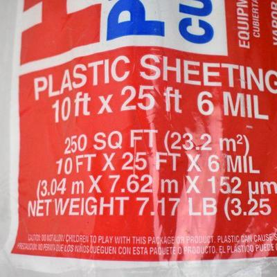 Plastic Sheeting for Insulation/Painting, by Husky, 6 Mil Heavy Duty Clear - New
