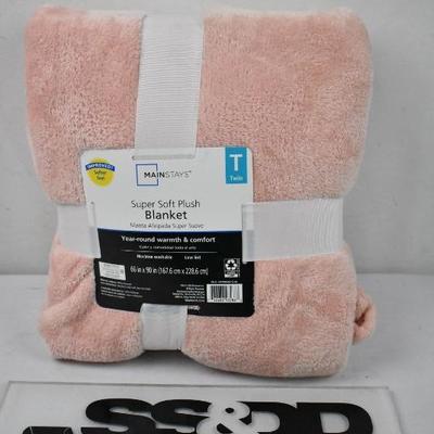 Light Pink Blush Blanket, Twin Size Super Soft, by Mainstays - New