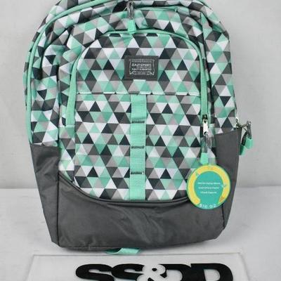 Eastsport Multi-Purpose Access School Backpack, Mint & Gray Triangles - New