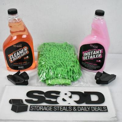 3 Piece Car Cleaning by Slick Products: Degreaser, Detailer & Green Mitt - New