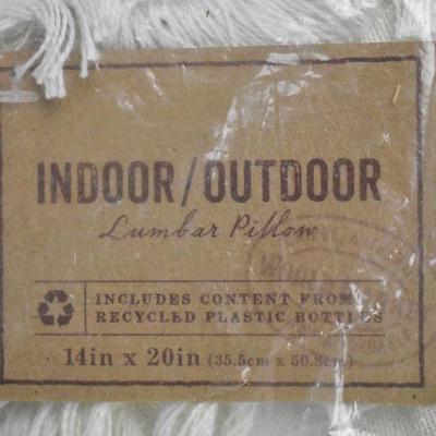 Fringed Lumbar Pillow, Indoor/Outdoor, Cream 14