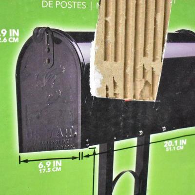 Black Mailbox, Galvanized Steel, Mailbox & Post Kit - New