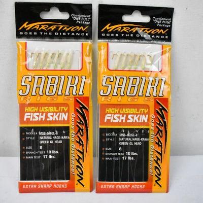 2 Packs of Sabiki Rigs Extra Sharp Hooks, High Visibility Fish Skin - New