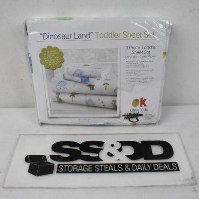 Dinosaur Land Toddler Sheet Set, 3 Pieces - New