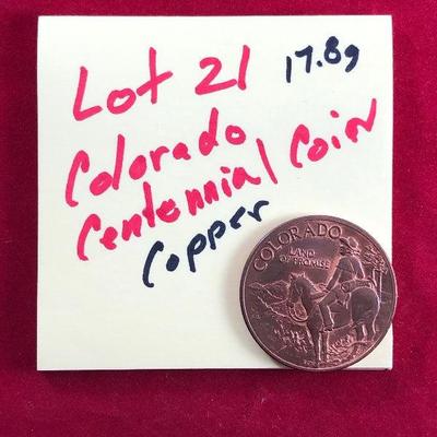 Lot# 21- 1876-1976 Colorado Centennial Copper Coin 