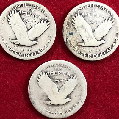 Lot #39- 3 Standing Liberty Quarters 90% Silver 