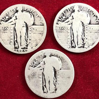 Lot #39- 3 Standing Liberty Quarters 90% Silver 