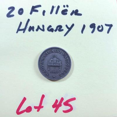 Lot #45 1907 20 Filler Coin Hungry 