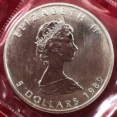 Lot #51- 1989 Canadian $5 Coin 1 ozt .9999 Silver Bullion. 