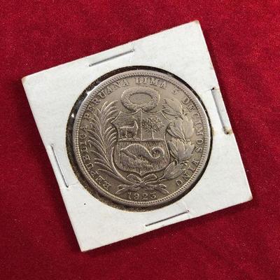 Lot #54 Peru 1923 UN SOL Silver Coin 